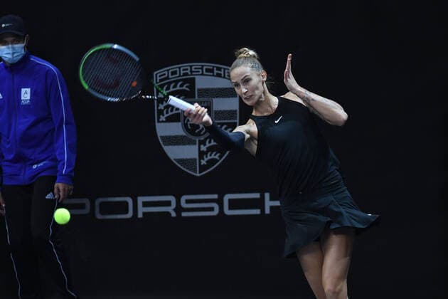 Day four of Transylvania Open and second day without public due to Covid 19. WTA, Tennis Damen competition taking place in BT Arena, Cluj-Napoca, Romania between 23-21 October 2021 Polona Hercog in action during her match against Emma Raducanu on the fourth day of Transylvania Open in BT Arena, Cluj-Napoca, Romania, 26 October 2021 Cluj-Napoca Cluj Romania Copyright: xAncaxTepeix