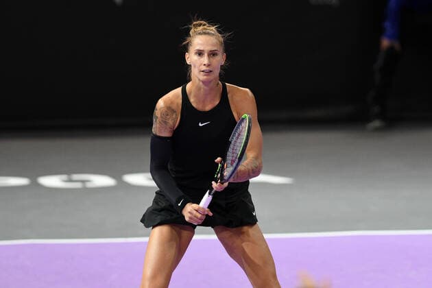 Day four of Transylvania Open and second day without public due to Covid 19. WTA, Tennis Damen competition taking place in BT Arena, Cluj-Napoca, Romania between 23-21 October 2021 Portrait of Polona Hercog in action during her match against Emma Raducanu on the fourth day of Transylvania Open in BT Arena, Cluj-Napoca, Romania, 26 October 2021 Cluj-Napoca Cluj Romania Copyright: xAncaxTepeix