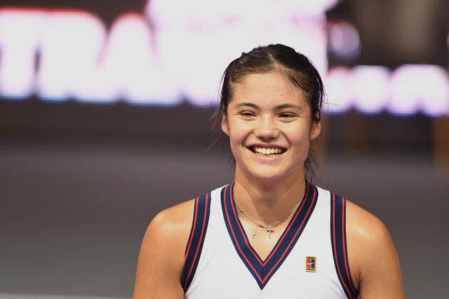 Day four of Transylvania Open and second day without public due to Covid 19. WTA, Tennis Damen competition taking place in BT Arena, Cluj-Napoca, Romania between 23-21 October 2021 Portrait of Emma Raducanu after claiming her first match-win sice she won the US Open Title at the Transylvania Open held in BT Arena in Cluj-Napoca, Romania during 23-31 October 2021 Cluj-Napoca Cluj Romania Copyright: xAncaxTepeix