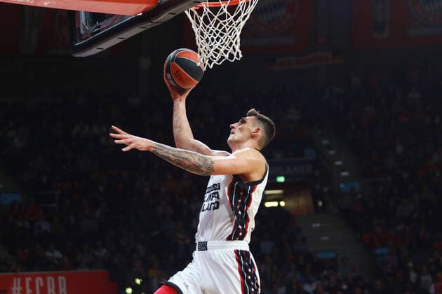 24 Dinos Mitoglou Olimpia Milano dunk, dunking, frame, basket, ball Basketball EuroLeague FC Bayern Muenchen vs Olimpia Milano at Audi Dome on 26 10 2021, PHOTO Mladen Lackovic LakoPress