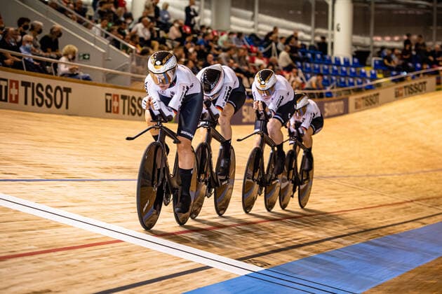 Germany UCI Track Cycling World Championships Roubaix 2021 KRÖGER Mieke SÜßEMILCH Laura BRENNAUER Lisa BRAUßE Franziska GER Germany Landscape horizontal Landscape Event UCI Track Cycling World Championships 2021 Roubaix Stab Velodrome Category Category Cycling Track Cycling World Championships Elite Women Location Place Europe France Roubaix Stab Velodrome Discipline Team Pursuit Distance 4000 m Date Date 21 10 2021 Thursday Day 2