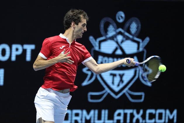 Saint Petersburg, Russia - 27 october 2021: Tennis. Albert Ramos-Vinolas plays during a match against Marin Cilic at the St.Petersburg Open 2021 tennis tournament. Albert Ramos-Vinolas. MaksimxKonstantinov