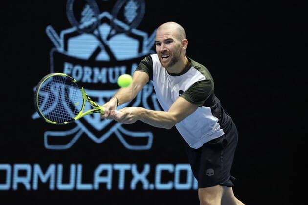 Saint Petersburg, Russia - 27 october 2021: Tennis. Adrian Mannarino plays during a match against Karen Khachanov at the St.Petersburg Open 2021 tennis tournament. Adrian Mannarino. MaksimxKonstantinov