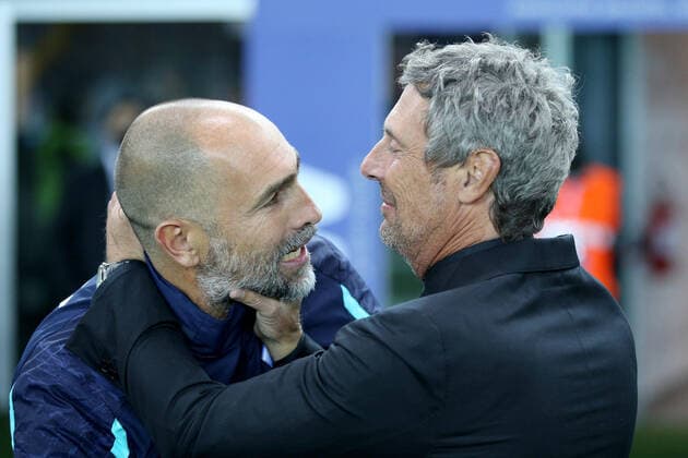 October 27, 2021, Udine, Italy: Udinese s coach Luca Gotti and Verona™s coach Igor Tudor before the Italian Serie A soccer match Udinese Calcio vs Hellas Verona FC at the Friuli - Dacia Arena stadium in Udine, Italy, 27 October 2021. ANSA GABRIELE MENIS Soccer: Serie A; Udinese Calcio vs Hellas Verona FC  - ZUMAa110 20211027_zaf_a110_083 Copyright: xGabrielexMenisx