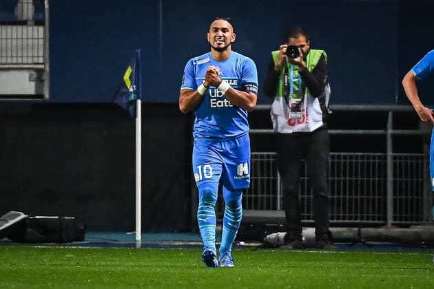 October 27, 2021, Troyes, France, France: Dimitri PAYET of Marseille celebrates his goal during the Ligue 1 match between OGC Nice and Olympique de Marseille (OM) at Stade de l Aube on October 27, 2021 in Troyes, France. Troyes France - ZUMAm308 20211027_zsp_m308_004 Copyright: xMatthieuxMirvillex