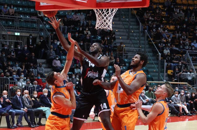 Mouhammadou Jaiteh (Segafredo Virtus Bologna) during the Eurocup tournament match Segafredo Virtus Bologna Vs. Ratiopharm Ulm at the Paladozza sports palace - Bologna, October 27, 2021  Copyright: xMichelexNuccix xIPAx xx 0