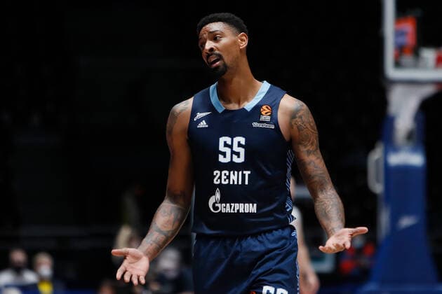 Zenit St Petersburg V Real Madrid - Turkish Airlines EuroLeague Jordan Mickey of Zenit reacts during the EuroLeague Basketball match between Zenit St. Petersburg and Real Madrid on October 27, 2021 at Yubileyny Sports Palace in Saint Petersburg, Russia. Saint Petersburg Russia  Copyright: xMikexKireevx kireev-notitle211027_nphvc