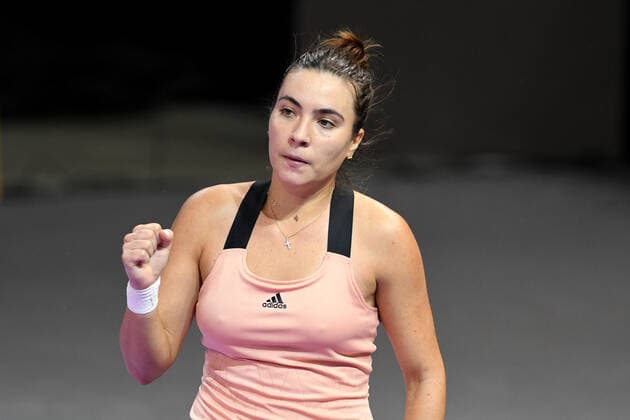 Day five of WTA, Tennis Damen 250 Transylvania Open Tour with restrictions due to Covid 19. WTA competition taking place in BT Arena, Cluj-Napoca, Romania between 27 October 2021 Portrait of Gabriela Ruse in action - clebrating after scoring during her match against Simona Halep on the fifth day of the Transylvania Open WTA250 - 27 October 2021 Cluj-Napoca Cluj Romania Copyright: xAncaxTepeix