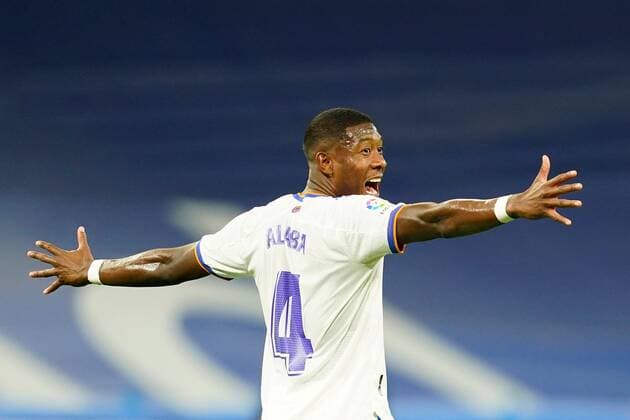 Mandatory Credit: Photo by Sergio Ruiz PRESSINPHOTO Shutterstock (12565422k) David Alaba of Real Madrid during the La Liga match between Real Madrid and CA Osasuna played at Santiago Bernabeu Stadium on October 27, 2021 in Madrid, Spain. (Photo by Sergio Ruiz PRESSINPHOTO) ESP: Real Madrid-CA Osasuna. La Liga Santander EDITORIAL USE ONLY No use with unauthorised audio, video, data, fixture lists (outside the EU), club league logos or live services. Online in-match use limited to 45 images (+15 in extra time). No use to emulate moving images. No use in betting, games or single club league player publications services. ESP: Real Madrid-CA Osasuna. La Liga Santander EDITORIAL USE ONLY No use with unauthorised audio, video, data, fixture lists (outside the EU), club league logos or live services. Online in-match use limited to 45 images (+15 in extra time). No use to emulate moving images. No use in betting, games or  Copyright: xSergioxRuiz PRESSINPHOTO Shutterstockx 12565422k