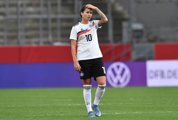 Football Women World Cup Qualifier Germany Israel on 26 10 2021 at Stadion Essen in Essen Dzsenifer Marozsan Germany DFB regulations prohibit any use of photographs as image sequences and or quasi video North Rhine Westphalia Germany