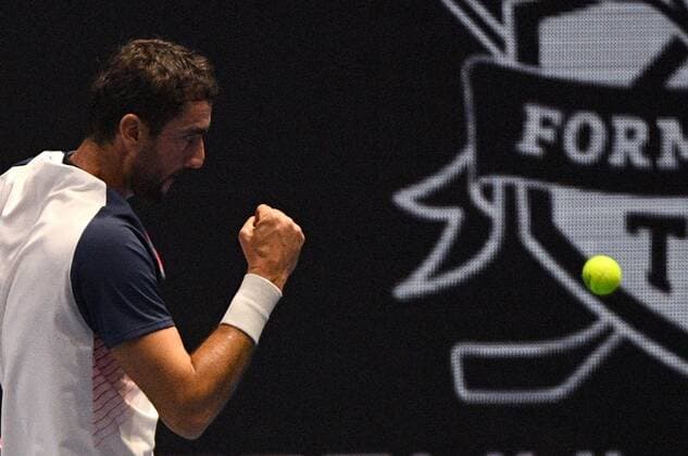 6683592 28.10.2021 Croatia s Marin Cilic reacts during the men s singles 2nd round match against Russia s Karen Khachanov at the St. Petersburg Open international tennis tournament at Sibur Arena, in St. Petersburg, Japan. Alexander Galperin Sputnik Russia Tennis St Petersburg Open  68ce72f50f36eb4d