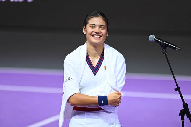 Cluj-Napoca, ROMANIA 28th Oct Emma Raducanu is interviewed after her second round match against Ana Bogdan  Copyright: xRaedxKrishanx