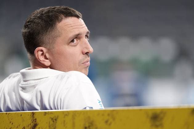 Jens Buerkle HBW Balingen Weilstetten,Coach at the match Rhein Neckar Loewen vs HBW Balingen Weilstetten in the 1 Handball Bundesliga on 28 10 2021, GER, Rhein Neckar Loewen vs HBW Balingen Weilstetten, Handball, 1 Handball Bundesliga, 28 10 2021 Mannheim Copyright: xEibner-Pressefotox xMichaelxBermelx
