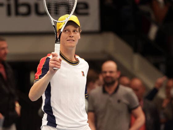 TENNIS - ATP, Tennis Herren Erste Bank Open VIENNA,AUSTRIA,28.OCT.21 - TENNIS - ATP World Tour, Erste Bank Open. Image shows the rejoicing of Jannik Sinner (ITA).  GEPAxpictures xWalterxLuger