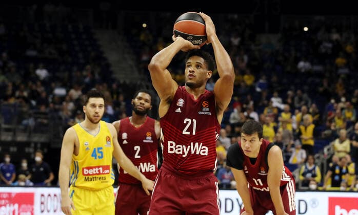 Augustine Rubit action upper body upper body sports basketball EuroLeague men season 2021 2022 28 10 2021 ALBA Berlin vs FC Bayern Munich