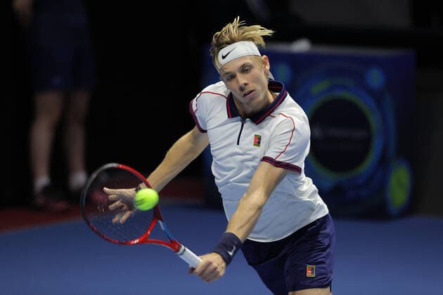 SAINT PETERSBURG, RUSSIA - OCTOBER 29: Denis Shapovalov in action during ATP, Tennis Herren International tennis tournament St. Petersburg Open on October 29, 2021, at Sibur Arena in Saint Petersburg, Russia. (Photo by Anatoliy Medved Icon Sportswire) TENNIS: OCT 29 St. Petersburg Open Icon2110292683