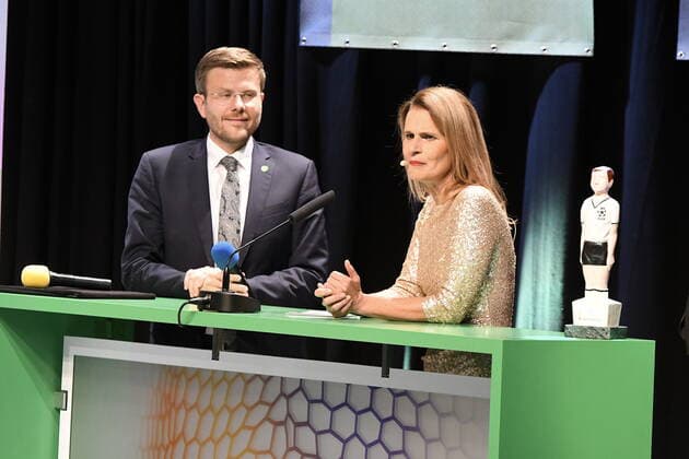 Marcus König,Nuremberg Mayor in conversation with Katrin Müller Hohenstein Football Gala German Football Culture Award 2021 Nuremberg Copyright: xZichyx Eibner-Pressefotox EP_rzy