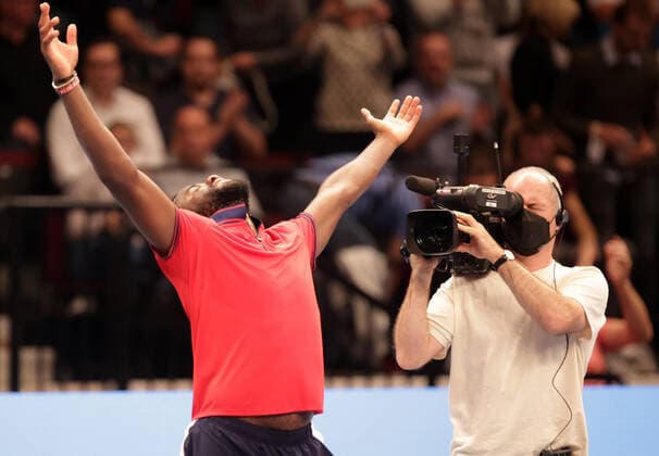 TENNIS - ATP, Tennis Herren Erste Bank Open VIENNA,AUSTRIA,30.OCT.21 - TENNIS - ATP World Tour, Erste Bank Open. Image shows the rejoicing of Frances Tiafoe (USA).  GEPAxpictures xWalterxLuger