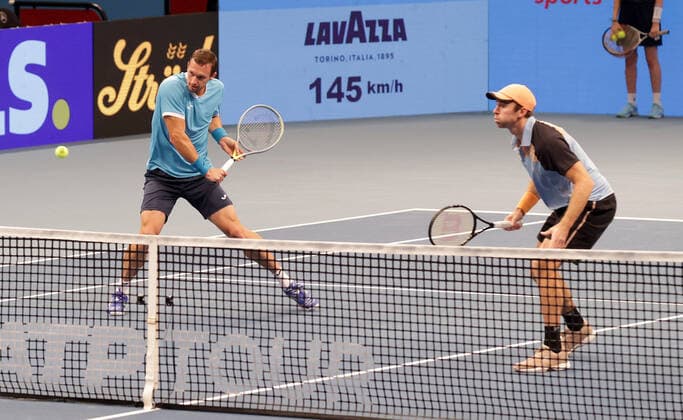 TENNIS - ATP, Tennis Herren Erste Bank Open VIENNA,AUSTRIA,30.OCT.21 - TENNIS - ATP World Tour, Erste Bank Open. Image shows Filip Polasek (SVK) and John Peers (AUS).  GEPAxpictures xWalterxLuger
