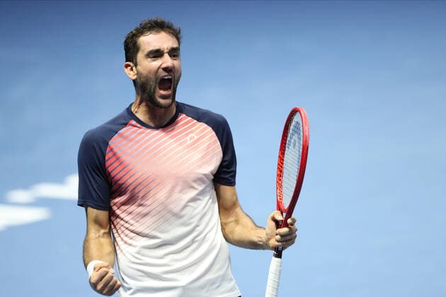 SAINT PETERSBURG, RUSSIA - OCTOBER 30: Marin Cilic reacts during ATP, Tennis Herren International tennis tournament St. Petersburg Open on October 30, 2021, at Sibur Arena in Saint Petersburg, Russia. (Photo by Anatoliy Medved Icon Sportswire) TENNIS: OCT 30 St. Petersburg Open Icon2110303223