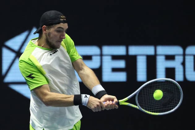 SAINT PETERSBURG, RUSSIA - OCTOBER 30: Jan-Lennard Struff in action during ATP, Tennis Herren International tennis tournament St. Petersburg Open on October 30, 2021, at Sibur Arena in Saint Petersburg, Russia. (Photo by Anatoliy Medved Icon Sportswire) TENNIS: OCT 30 St. Petersburg Open Icon2110303187