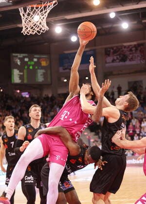 Justin Gorham Telekom Baskets Bonn vs Frantz Massenat NINERS Chemnitz easyCredit BBL 1 Bundesliga , 2021 2022 season , Main round 6 matchday