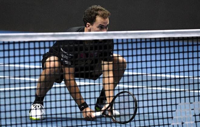 6686014 31.10.2021 Brazil s Bruno Soares competes in the men s doubles final match against Kazakhstan s Andrey Golubev and Monaco s Hugo Nys at the St. Petersburg Open international tennis tournament in St. Petersburg, Russia. Alexander Galperin Sputnik Russia Tennis St Petersburg Open  d842c447f7b3672a