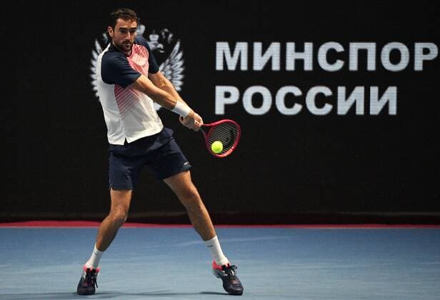 6686115 31.10.2021 Croatia s Marin ?ili?? competes in the men s singles final match against Taylor Fritz, of the USA, at the St. Petersburg Open international tennis tournament in St. Petersburg, Russia. Alexander Galperin Sputnik Russia Tennis St Petersburg Open  512008a25b3fd061