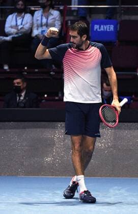 6686217 31.10.2021 Croatia s Marin ?ili?? competes in the men s singles final match against Taylor Fritz, of the USA, at the St. Petersburg Open international tennis tournament in St. Petersburg, Russia. Alexander Galperin Sputnik Russia Tennis St Petersburg Open  47b1adb1f1442661