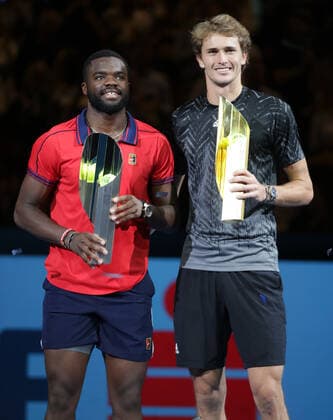 TENNIS - ATP, Tennis Herren Erste Bank Open VIENNA,AUSTRIA,31.OCT.21 - TENNIS - ATP World Tour, Erste Bank Open, final. Image shows Frances Tiafoe (USA) and Alexander Zverev (GER). Keywords: trophy.  GEPAxpictures xWalterxLuger