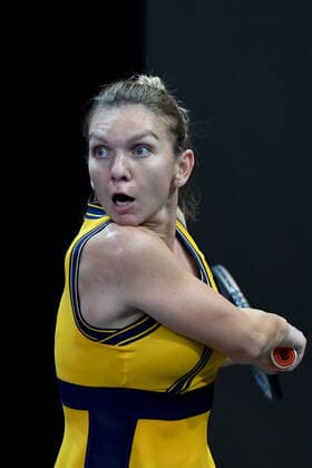 Finals day at WTA, Tennis Damen 250 Transylvania Open Tour with restrictions due to Covid 19. WTA competition taking place in BT Arena, Cluj-Napoca, Romania 31 October 2021 Portrait of Simona Halep in action preparing to receive the ball during her match in Transylvania Open Finals against Anett Kontaveit in BT Arena Cluj-Napoca 31 October 2021 Cluj-Napoca Cluj Romania Copyright: xAncaxTepeix