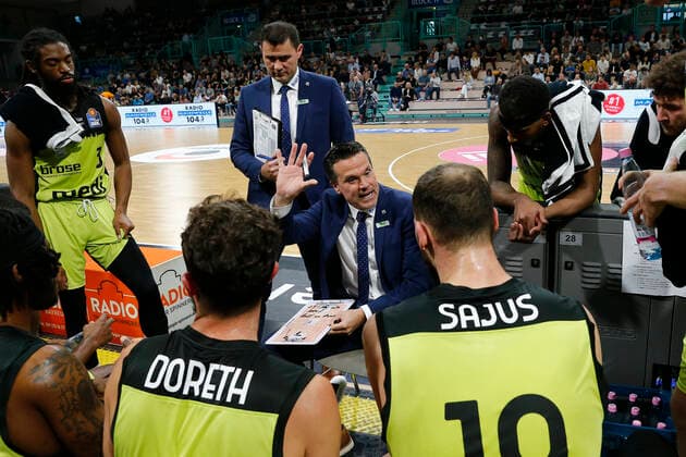 Matchday 6 of the easyCredit BBL Basketball Bundesliga at Oberfrankenhalle in Bayreuth Season 2021 2022 Medi Bayreuth vs FC Bayern Munich Raoul Korner Medi Bayreuth coach