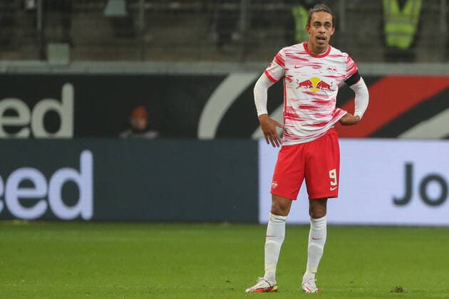 Football 1 Bundesliga 10 Matchday Eintracht Frankfurt RB Leipzig on 30 10 2021 at Deutsche Bank Park in Frankfurt Yussuf Poulsen Leipzig dissatisfied, disappointed, disappointed, dejected. UR