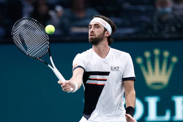 Nikoloz BASILASHVILI (GEO) TENNIS : Rolex Paris Masters - Jour 1 - 01 11 2021 AurelienMorissard Panoramic 