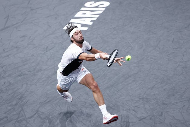 Nikoloz BASILASHVILI (GEO) TENNIS : Rolex Paris Masters - Jour 1 - 01 11 2021 AurelienMorissard Panoramic 