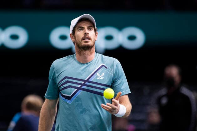 Paris, France, November 1st, 2021 - Andy Murray reacts during his first round match against Dominik Koepfer at the Rolex Paris Masters tennis tournament.  Copyright: xAlexisxSciardx
