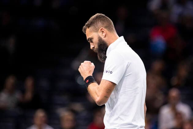 Paris, France, November 1st, 2021 - French player Benoit Paire reacts during the first round match against Spanish player Pablo Carreno Busta at the Rolex Paris Masters tennis tournament.  Copyright: xAlexisxSciardx