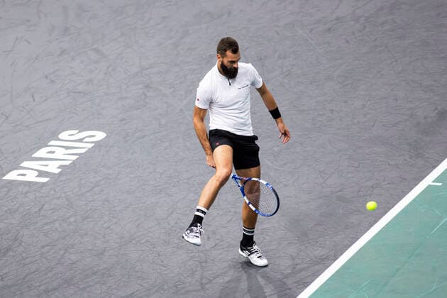 Paris, France, November 1st, 2021 - French player Benoit Paire in action during the first round match against Spanish player Pablo Carreno Busta at the Rolex Paris Masters tennis tournament.  Copyright: xAlexisxSciardx