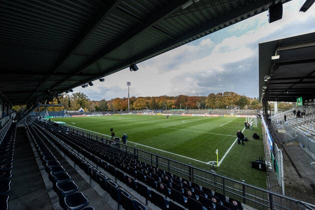 Impression from the stadium before the DFB Pokal match SV Babelsberg 03 RB Leipzig 0 1 26 October 2021 Babelsberg Potsdam Karl Liebknecht Stadion , Football DFB Pokal, 2 Round SV Babelsberg 03 RB Leipzig 0 1