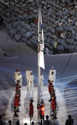 VANCOUVER Canada The Olympic flag is at half mast during the opening ceremony for the Vancouver VANCOUVER, Canada - The Olympic flag is at half-mast during the opening ceremony for the Vancouver Winter Olympics on Feb. 12, 2010, as participants offer a moment of silence for Nodar Kumaritashvili, a Georgian luger who was killed in a training accident just hours before the start of the ceremony.  0213062 Vancouver Canada The Olympic Flag IS AT Half Mast during The Opening Ceremony for The Vancouver Winter Olympics ON Feb 12 2010 As Participants OFFER a Moment of Silence for Nodar Kumaritashvili a Georgian Luger Who what KILLED in a Training accident Just Hours Before The Start of The Ceremony  0213062  imago 64873562