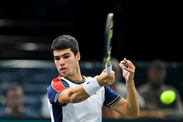 Cartlos Alcaraz (Esp) TENNIS : Rolex Paris Masters 2021 - Paris - 02 11 2021 JBAutissier Panoramic 