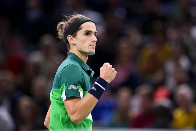 joie de Pierre Hugues Herbert (Fra) TENNIS : Rolex Paris Masters 2021 - Paris - 02 11 2021 JBAutissier Panoramic 