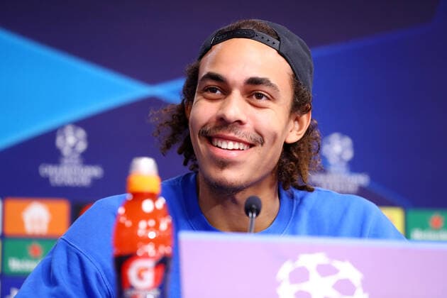 Champions League RB Leipzig PK 02 11 2021 Leipzig, 02 11 2021, Red Bull Arena, Champions League, Matchday 4 , Press conference on the eve of the match RB Leipzig v Paris St Germain , Pictured Yussuf Poulsen 9, Player, RB Leipzig , Picture Point