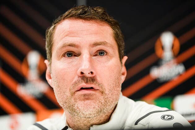 Antwerp s head coach Brian Priske pictured during a press conference, PK, Pressekonferenz of Belgian soccer team Royal Antwerp FC, Wednesday 03 November 2021 in Antwerp. The team is preparing for tomorrow s match against Turkish club Fenerbahce S.K. on the fourth day of the UEFA Europa League group stage, in group D. TOMxGOYVAERTS  x3130187x