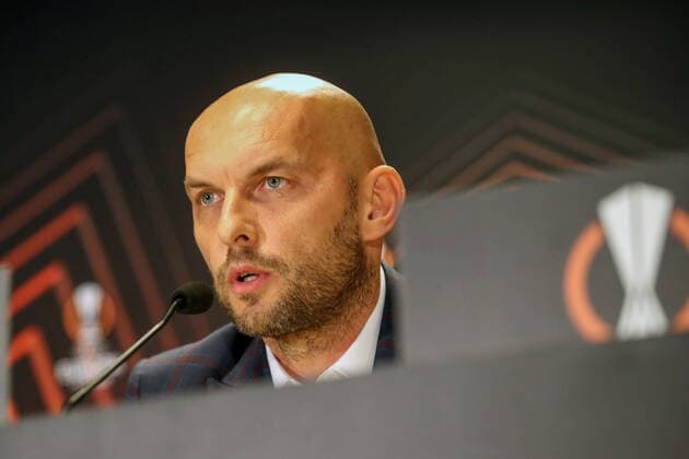 WARSZAWA 03.11.2021 LIGA EUROPY UEFA EUROPA LEAGUE press conference, PK, Pressekonferenz BEFORE GAME LEGIA WARSAW v SSC NAPOLI KONFERENCJA PRASOWA PRZED MECZEM LEGII WARSZAWA Z SSC NAPOLI MAREK GOLEBIEWSKI FOT. MARCIN SZYMCZYK FOTOPYK NEWSPIX.PL --- Newspix.pl  211103MSZ017