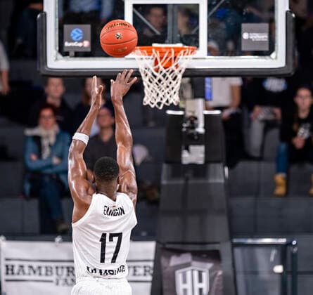Eddy Edigin Towers at free throw 7days Euro Cup, basketball season 2021 2022, 03 game 02 11 21, Hamburg, Hamburg Towers vs Morabanc Andorra,Â.