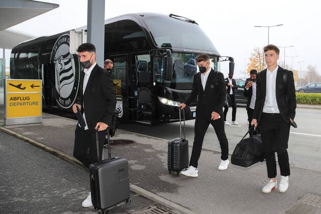 Football, EL, SK Sturm Graz press conference and arrival in San Sebastian