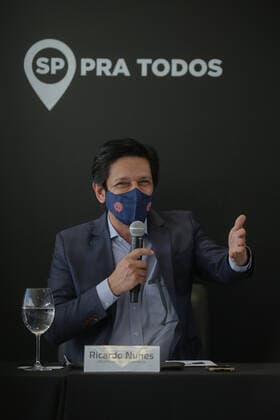 November 3, 2021, Sao Paulo, Sao Paulo, Brazil: The mayor of Sao Paulo, RICARDO NUNES, takes part in the Sao Paulo Formula 1 Grand Prix 2021 press conference, PK, Pressekonferenz at the Interlagos autodrome, on Wednesday (3) Sao Paulo Brazil - ZUMAl146 20211103_zaf_l146_011 Copyright: xPauloxLopesx