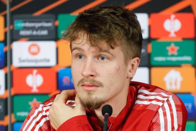 ISTANBUL, TURKEY - NOVEMBER 3, 2021: Lokomotiv Moscow s Tin Jedvaj gives a press conference, PK, Pressekonferenz ahead of the 2021 22 UEFA Europa League Group Stage match against Galatasaray at Ali Sami Yen Stadium. Mikhail Japaridze TASS  TS116B26