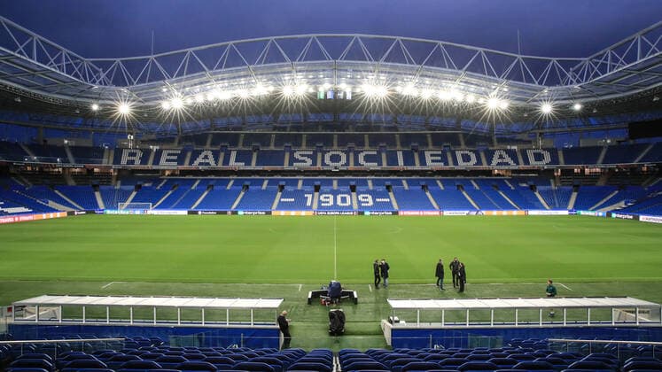 SOCCER - UEFA EL, Sociedad vs Sturm SAN SEBASTIAN,SPAIN,03.NOV.21 - SOCCER - UEFA Europa League, group stage, Real Sociedad vs SK Sturm Graz, preview, press conference, PK, Pressekonferenz Sturm. Image shows an overview of the Reale Arena.  GEPAxpictures xMarioxBuehner